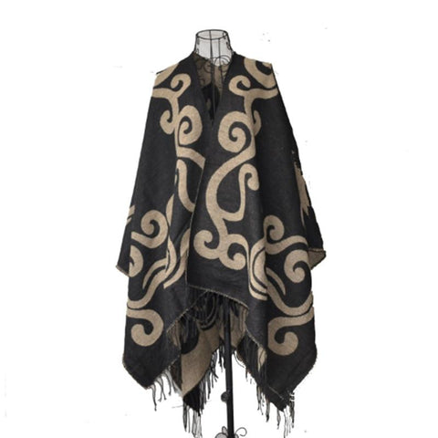 Reversible Floral Ethnic Tassel Native American Scarf - Powwow Store