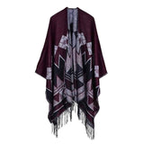 Tassel Geometric Scarves Native American Poncho - Powwow Store