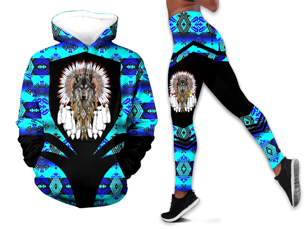 Powwow StoreHLS00347 Pattern Native 3D Hoodie Legging Set