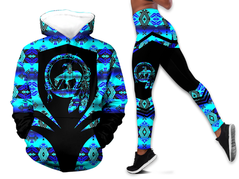 Powwow StoreHLS00346 Pattern Native 3D Hoodie Legging Set