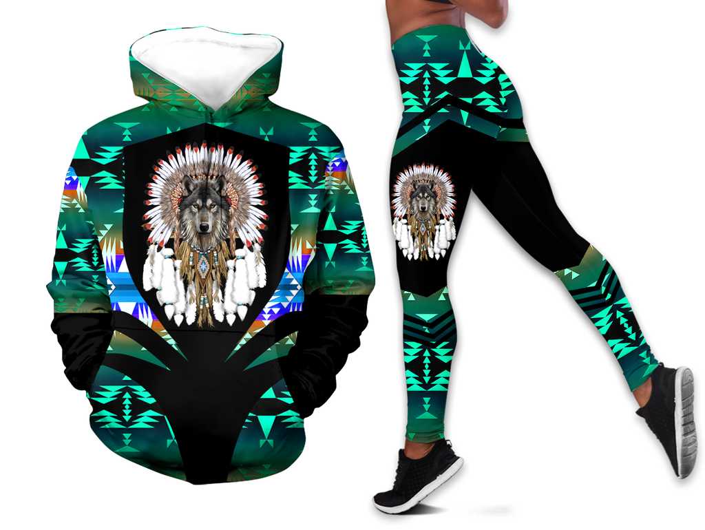 Powwow StoreHLS00344 Pattern Native 3D Hoodie Legging Set