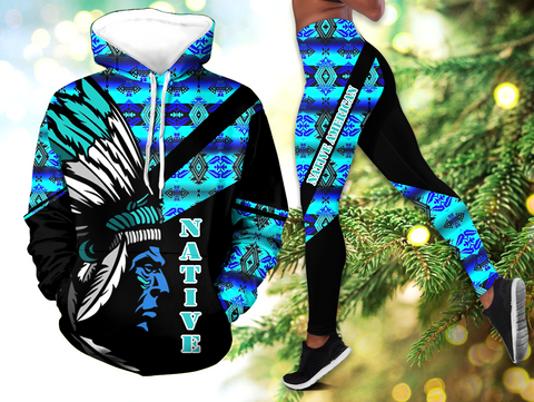 Powwow StoreHLS00360 Pattern Native 3D Hoodie Legging Set