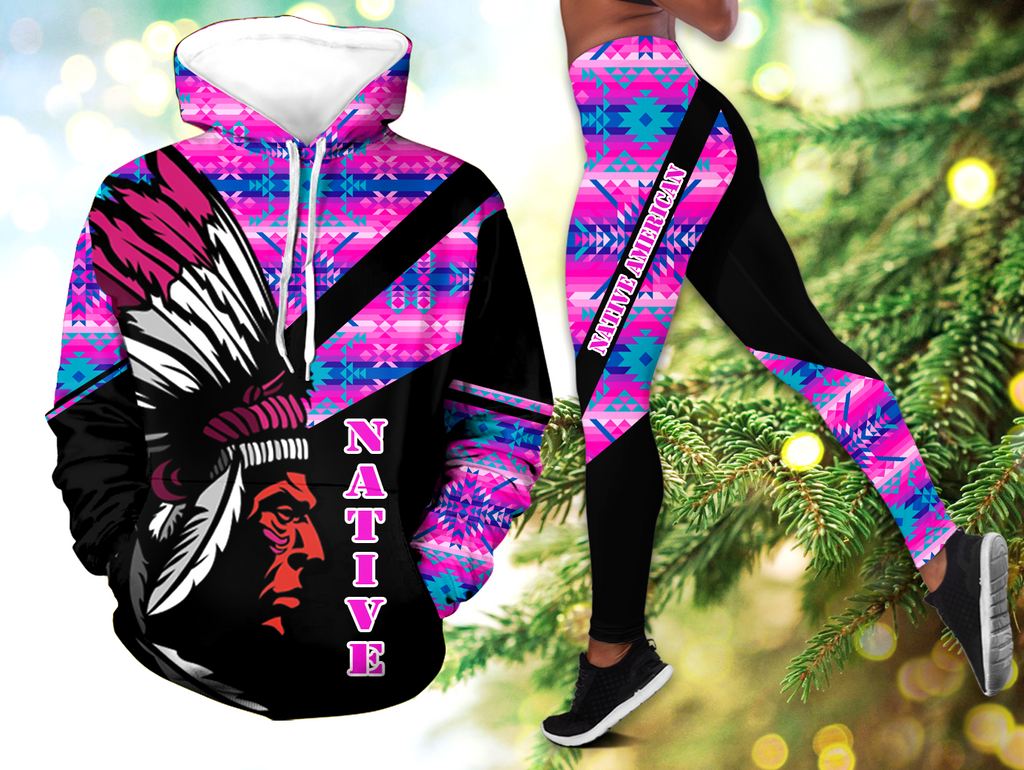 Powwow StoreHLS00359 Pattern Native 3D Hoodie Legging Set