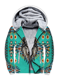 GB-NAT00635 Turquoise Tribe  Wolf  3D Fleece Hoodie