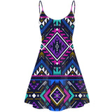 GB-NAT00380 Purple Tribe Pattern Strings Dress