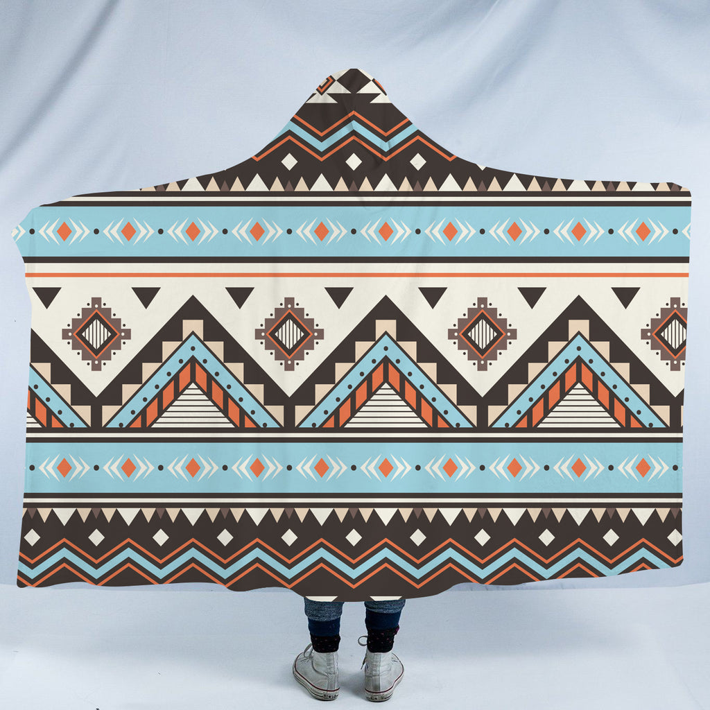 Powwow Store gb nat00604 tribal striped seamless pattern hooded blanket