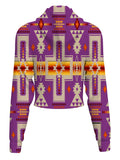 GB-NAT00062-07 Light Purple Tribe Design Native American Crop Hoodie