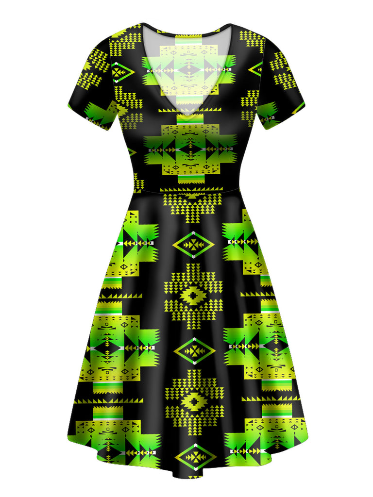 Powwow StoreGBNAT0072007 Pattern Native VNeck Dress