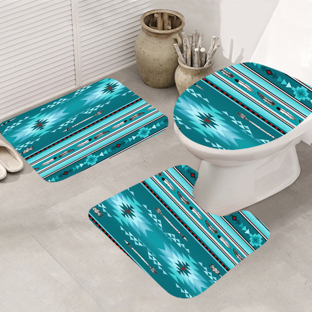 Powwow Store gb nat00602 blue light pattern bathroom mat 3 pieces