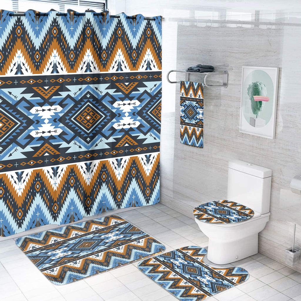 GB-NAT00613 Retro Colors Tribal Seamless Bathroom Set