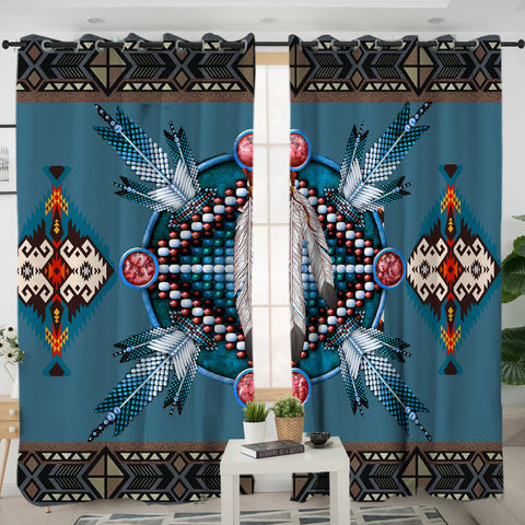 LVR0015 - PatternBlue Mandala   Living Room Curtain