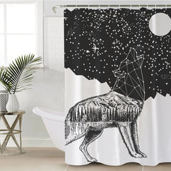 Powwow Store gb nat00388 howling wolf galaxy shower curtain
