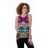 Powwow StoreGBNAT00071 Native Pattern 3D Loose Open Back Tank Top