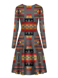 Powwow Store gb nat00046 11 gray pattern native long sleeve dress