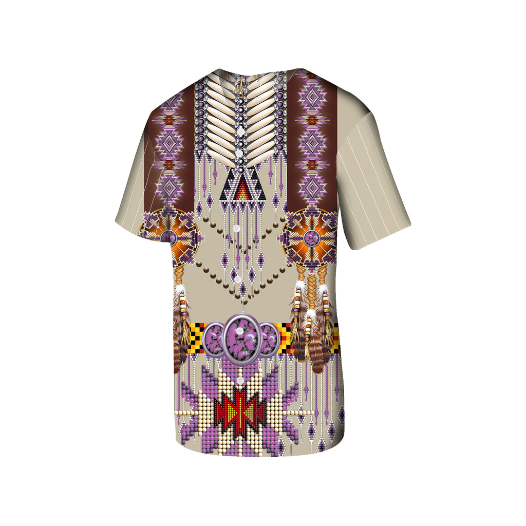 Powwow Store gb nat00069 03 purple pattern breastplate baseball jersey