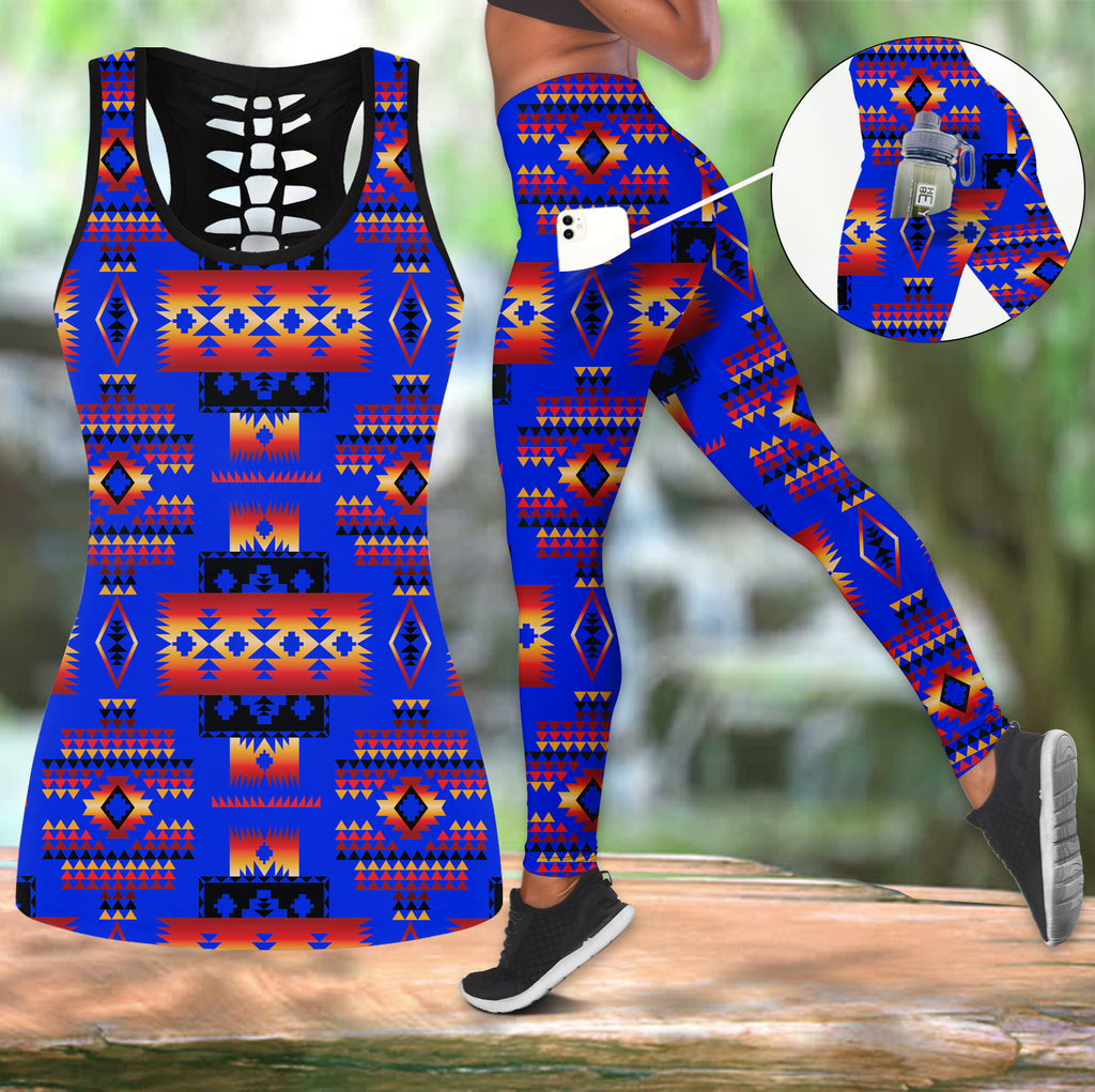 Powwow StoreGBNAT0004606 Native Tribes Pattern Native Tank Top And Legging Pocket Set