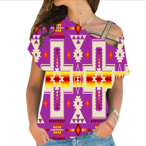 Powwow Store gb nat00062 07 light purple tribe design native american cross shoulder shirt