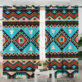 GB-NAT00319 Tribal Line Shapes Ethnic Pattern Living Room Curtain