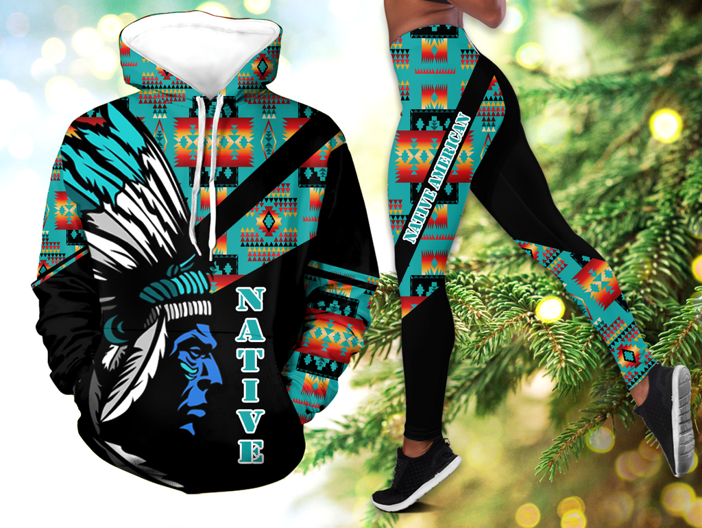 Powwow StoreHLS00356 Pattern Native 3D Hoodie Legging Set