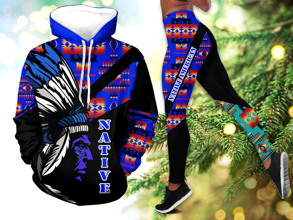 Powwow StoreHLS00355 Pattern Native 3D Hoodie Legging Set