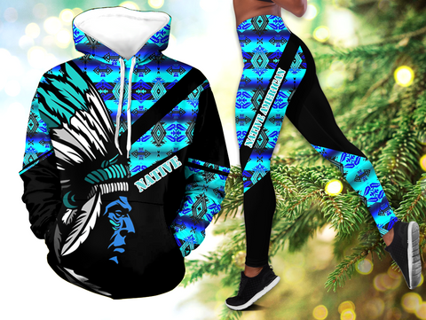 Powwow StoreHLS00361 Pattern Native 3D Hoodie Legging Set