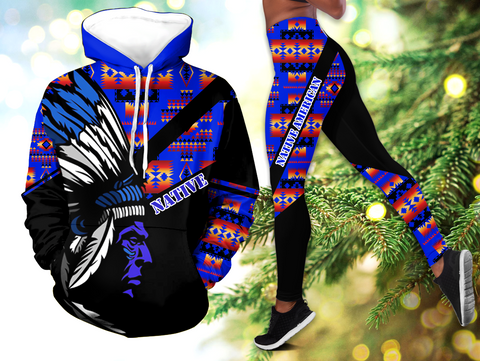 Powwow StoreHLS00376 Pattern Native 3D Hoodie Legging Set