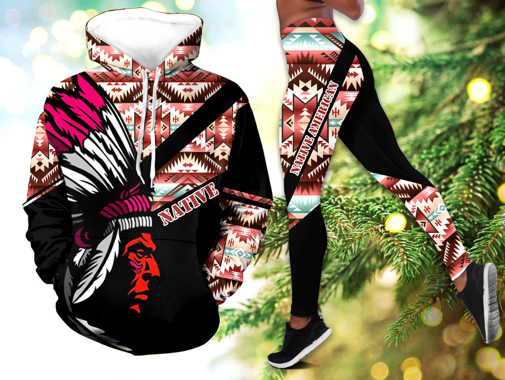 Powwow StoreHLS00375 Pattern Native 3D Hoodie Legging Set