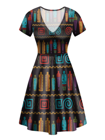 V-ND0039 Pattern Native V-Neck Dress