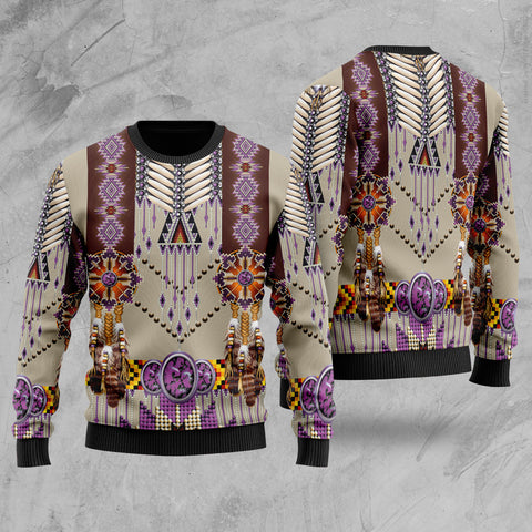 GB-NAT00069-03 Purple Pattern Breastplate Sweater