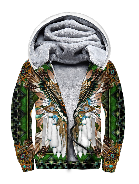 Powwow StoreGBNAT00638 Mandala Owl Native  3D Fleece Hoodie
