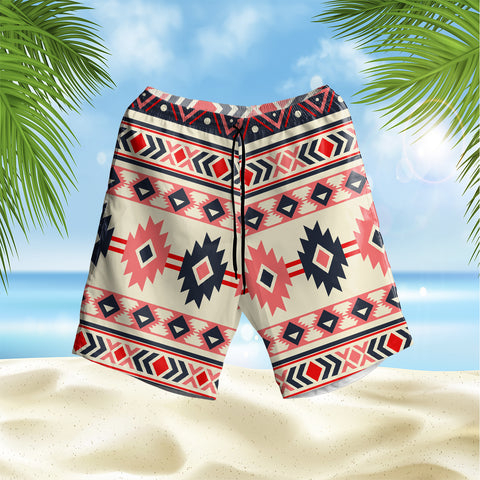 GB-NAT00375 Pink & Navy Pattern  Hawaiian Shorts