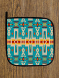 Powwow Store gb nat00062 05 turquoise tribe design native american oven mitts and potholder set 1