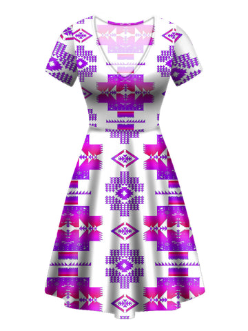 Powwow StoreGBNAT0072010 Pattern Native VNeck Dress