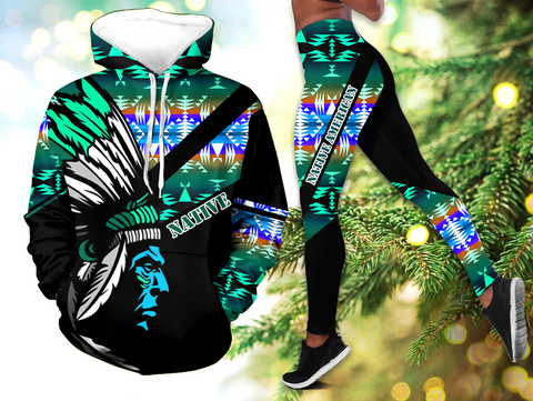 Powwow StoreHLS00373 Pattern Native 3D Hoodie Legging Set