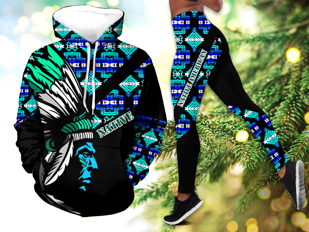 Powwow StoreHLS00371 Pattern Native 3D Hoodie Legging Set