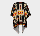 Black Tribe Border Native American Draped Kimono