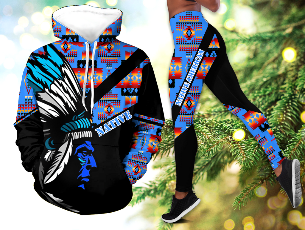 Powwow StoreHLS00369 Pattern Native 3D Hoodie Legging Set