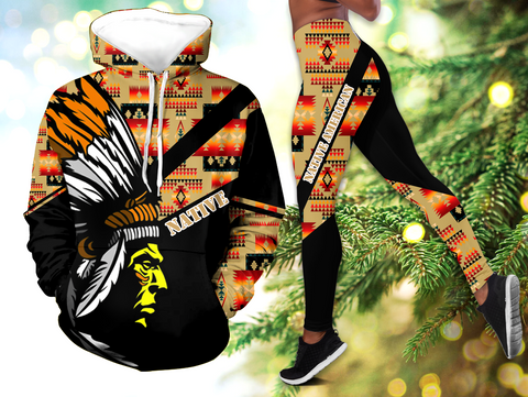 Powwow StoreHLS00368 Pattern Native 3D Hoodie Legging Set