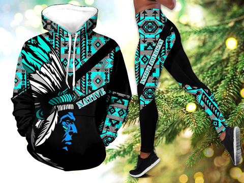 Powwow StoreHLS00367 Pattern Native 3D Hoodie Legging Set