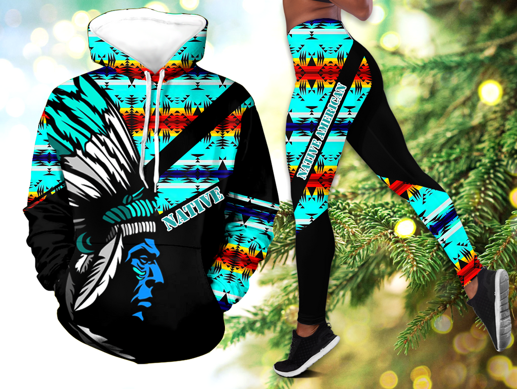 Powwow StoreHLS00365 Pattern Native 3D Hoodie Legging Set