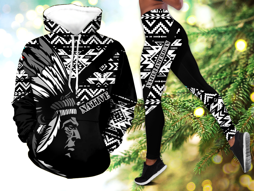 Powwow StoreHLS00364 Pattern Native 3D Hoodie Legging Set