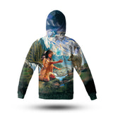 GB-NAT00050 Wolves & Native Women Native American 3D Hoodie With Mask