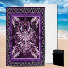 Powwow StorePBT0002 Pattern Mandala Purple Thunderbird  Pool Beach Towel