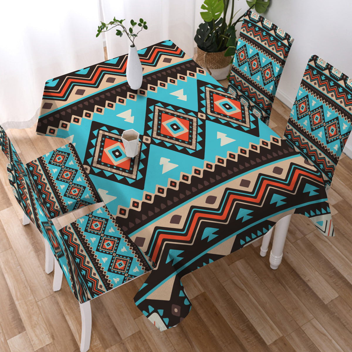Powwow Store gb nat00319 tribal line shapes ethnic pattern tablecloth