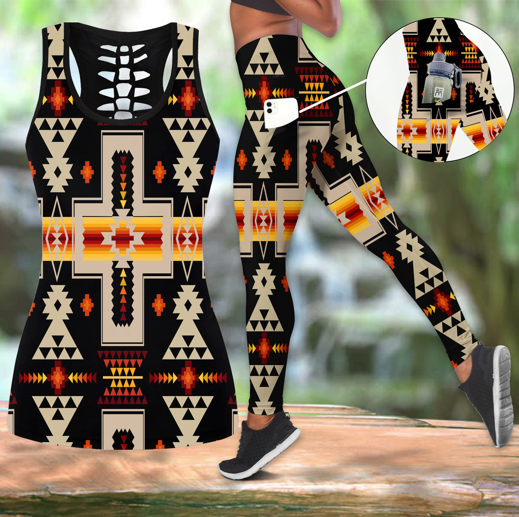 Powwow StoreGBNAT0006201 Native Tribes Pattern Native Tank Top And Legging Pocket Set