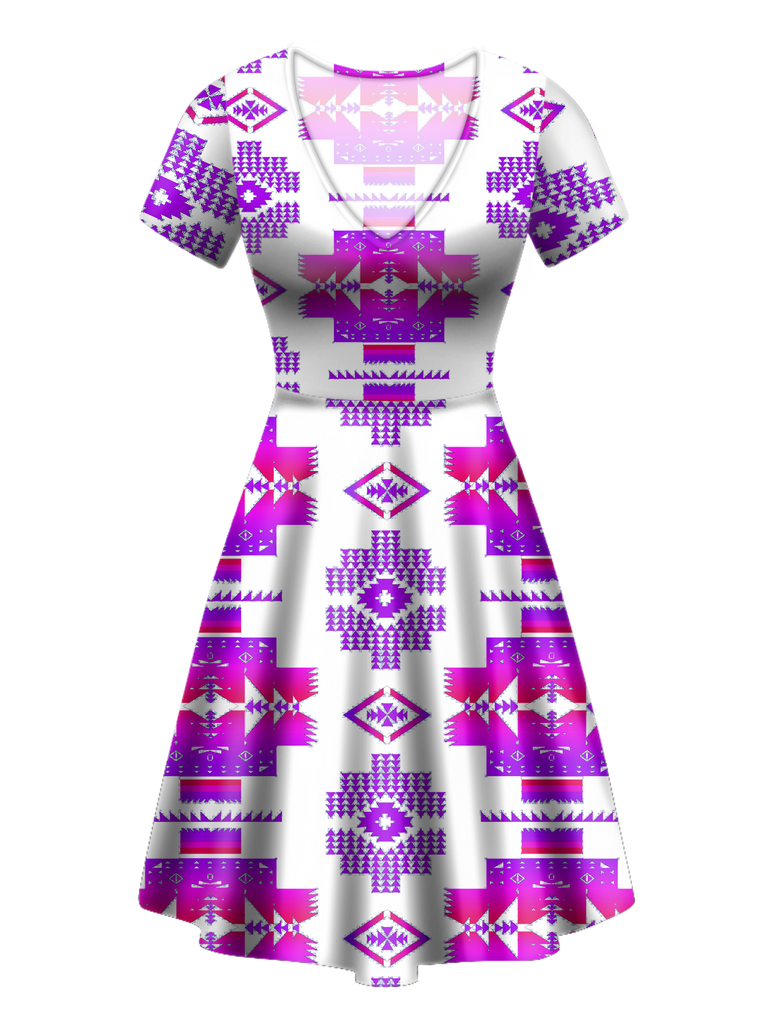 Powwow StoreGBNAT0072010 Pattern Native VNeck Dress