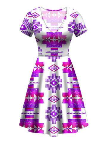 Powwow StoreGBNAT0072010 Pattern Native VNeck Dress