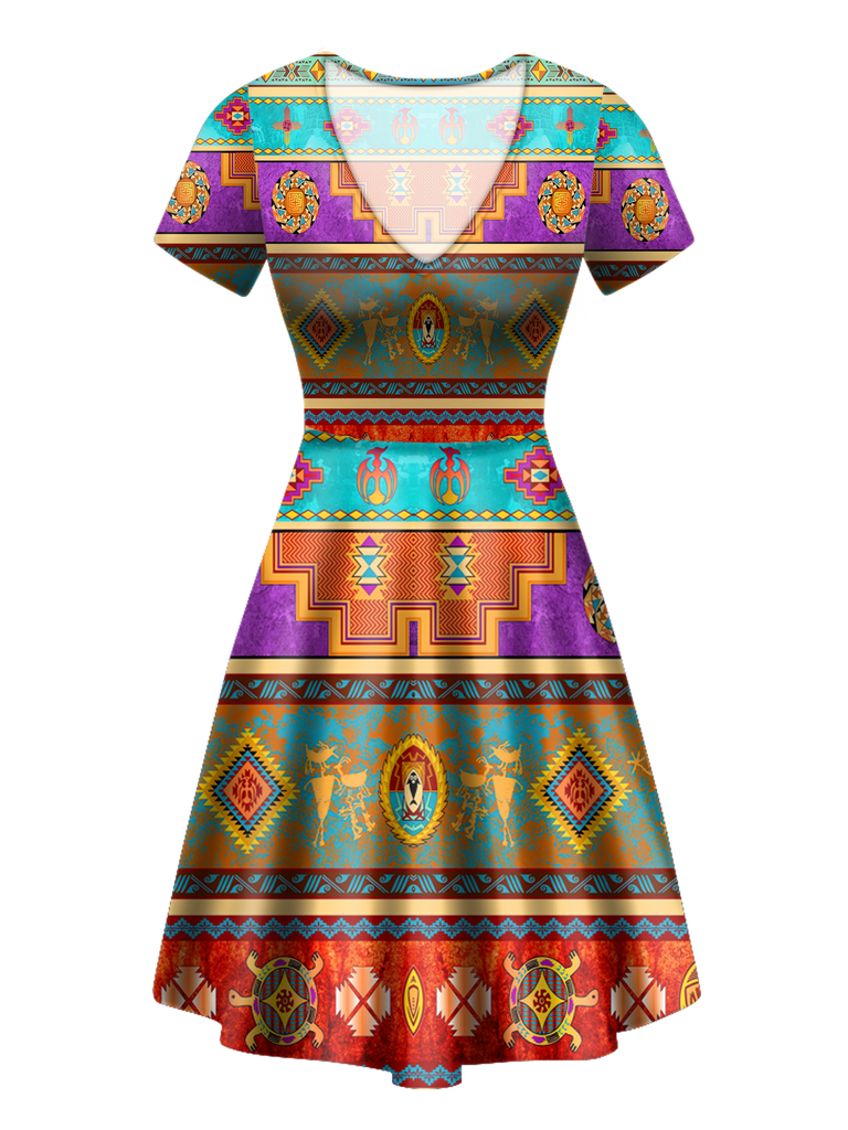 Powwow StoreVND0040 Pattern Native VNeck Dress