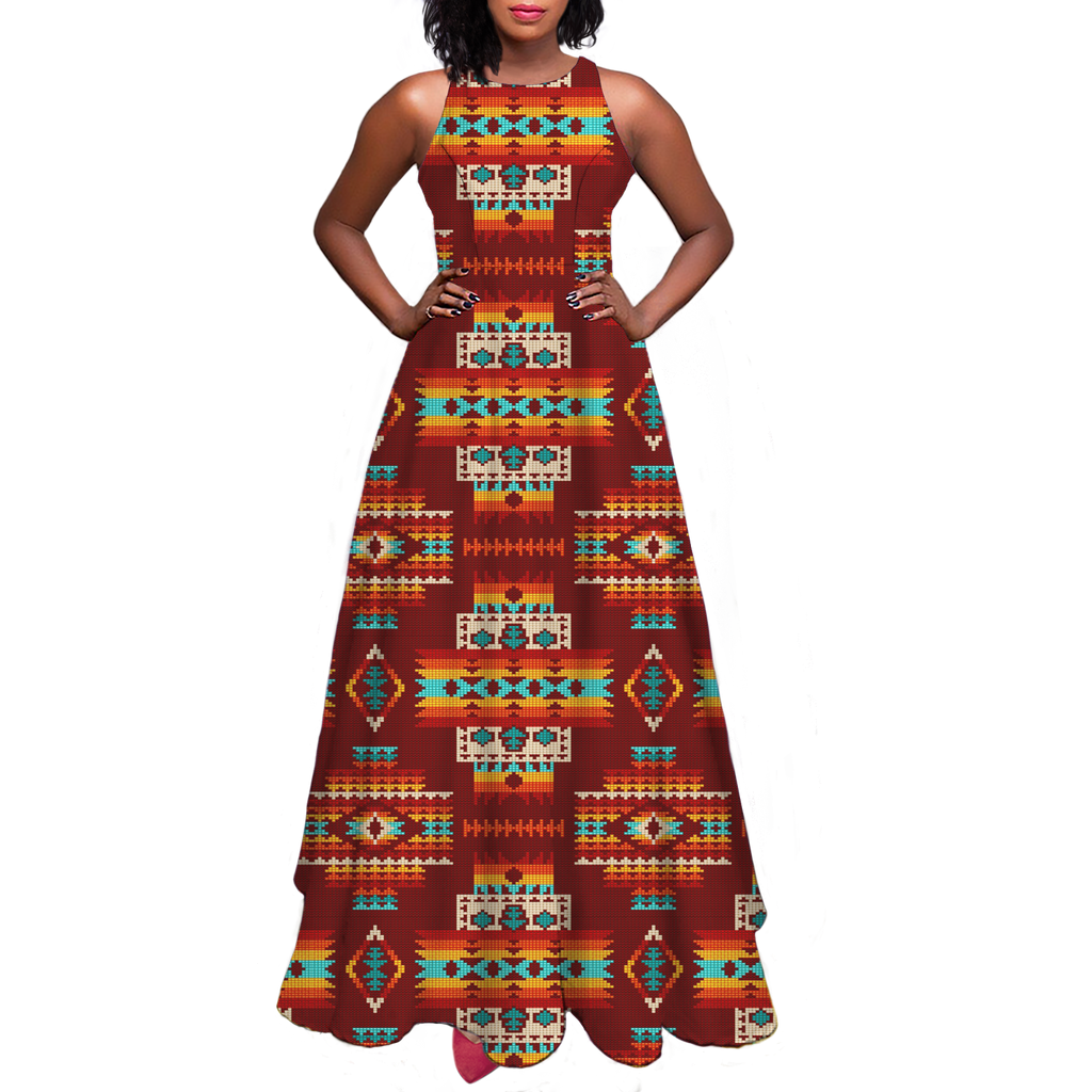 Powwow StoreGBNAT0040202 Pattern Native Sleeveless Aline skirt