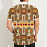 GB-NAT00062-10 Light Brown Tribe Design Native American Polo T-Shirt 3D
